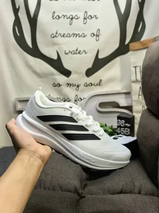Adidas Gray Beige Mesh-and-Synthetic Upper Tonal Three-Stripe Branding Sneakers 5