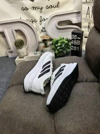Adidas Gray Beige Mesh-and-Synthetic Upper Tonal Three-Stripe Branding Sneakers 6