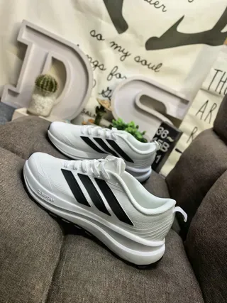Adidas Gray Beige Mesh-and-Synthetic Upper Tonal Three-Stripe Branding Sneakers 7