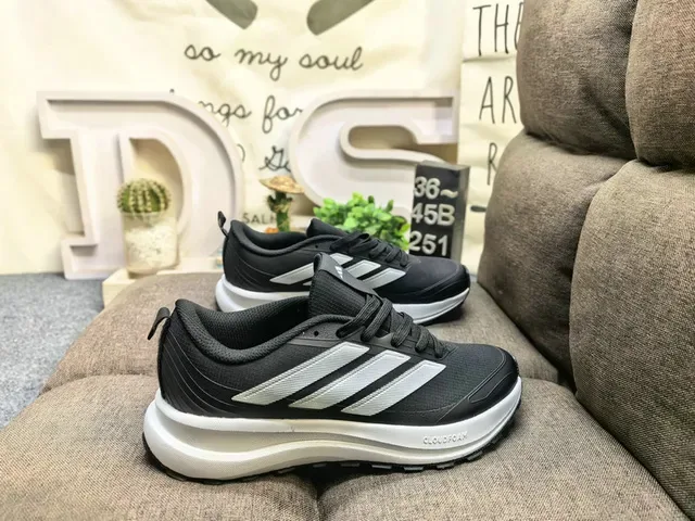 Adidas Gray Beige Mesh-and-Synthetic Upper Tonal Three-Stripe Branding Sneakers 21