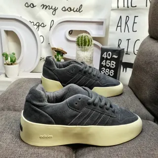 Adidas Gray Beige Suede Upper Platform Sole Sneakers