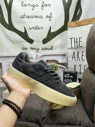 Adidas Gray Beige Suede Upper Platform Sole Sneakers 5