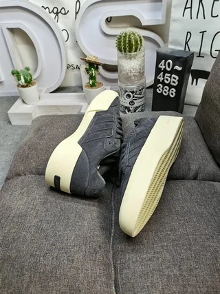 Adidas Gray Beige Suede Upper Platform Sole Sneakers 6