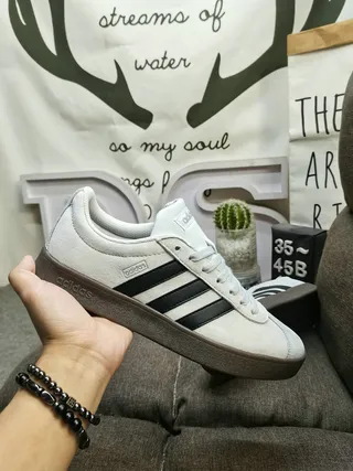 Adidas Gray Black Low-Top Suede-Like Upper Lifestyle Sneakers 5