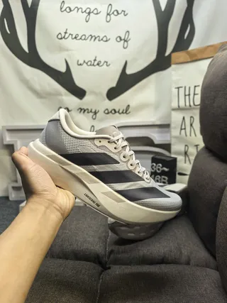 Adidas Gray Black Mesh Upper Three-Stripe Side Branding Lifestyle Sneakers 5