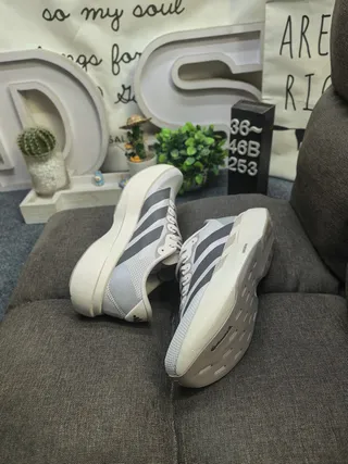 Adidas Gray Black Mesh Upper Three-Stripe Side Branding Lifestyle Sneakers 6