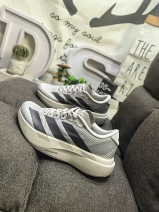 Adidas Gray Black Mesh Upper Three-Stripe Side Branding Lifestyle Sneakers 7