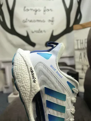 Adidas Gray Blue Knit Upper Gradient Three Stripes Lifestyle Sneakers 3