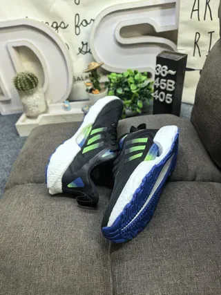 Adidas Gray Blue Knit Upper Gradient Three Stripes Lifestyle Sneakers 16