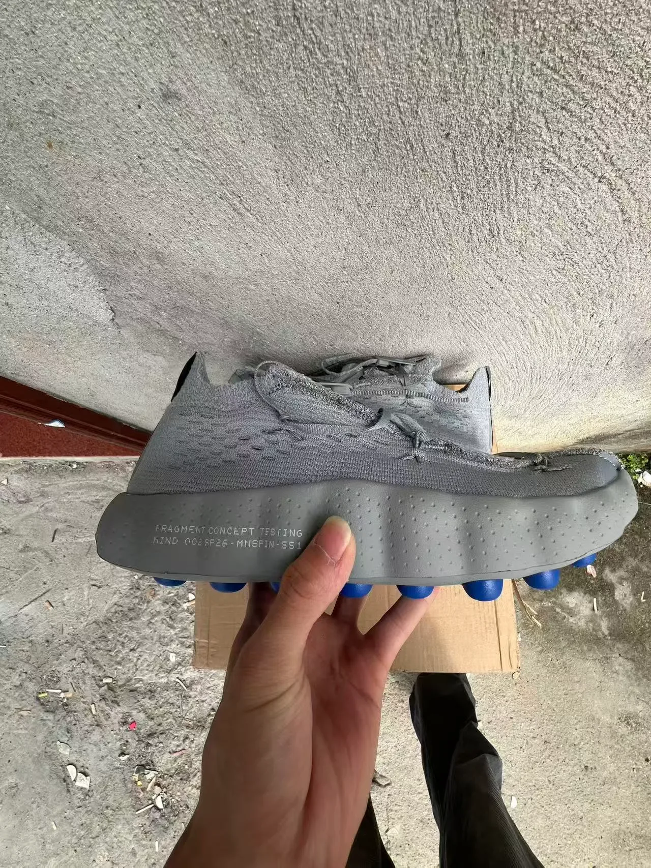 Adidas Gray Blue Sock-Fit Knit Upper Sculpted Perforated Midsole Sneakers 7