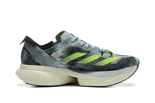 Adidas Gris Verde Malla Ingenierada Three-Stripe Zapatillas de correr 5