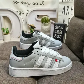 Adidas Gray White Low-Top Perforated Toebox Lifestyle Sneakers
