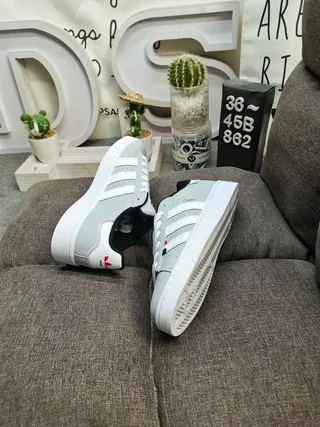 Adidas Gray White Low-Top Perforated Toebox Lifestyle Sneakers 6