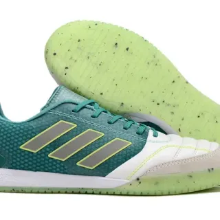 Adidas Green White Low-Top Mesh And Synthetic Upper Indoor Soccer Shoes
