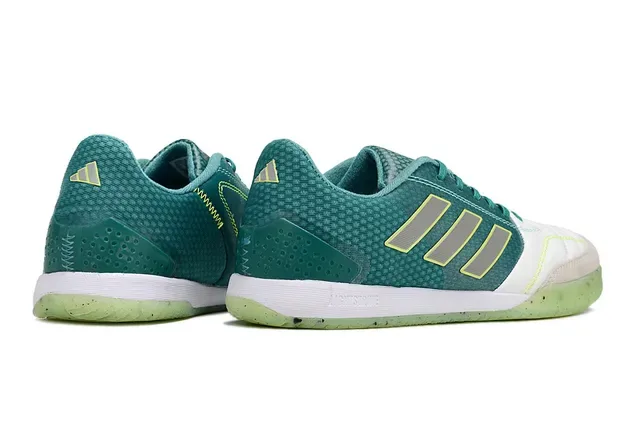 Adidas Green White Low-Top Mesh And Synthetic Upper Indoor Soccer Shoes 4