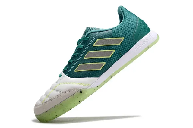 Adidas Green White Low-Top Mesh And Synthetic Upper Indoor Soccer Shoes 5