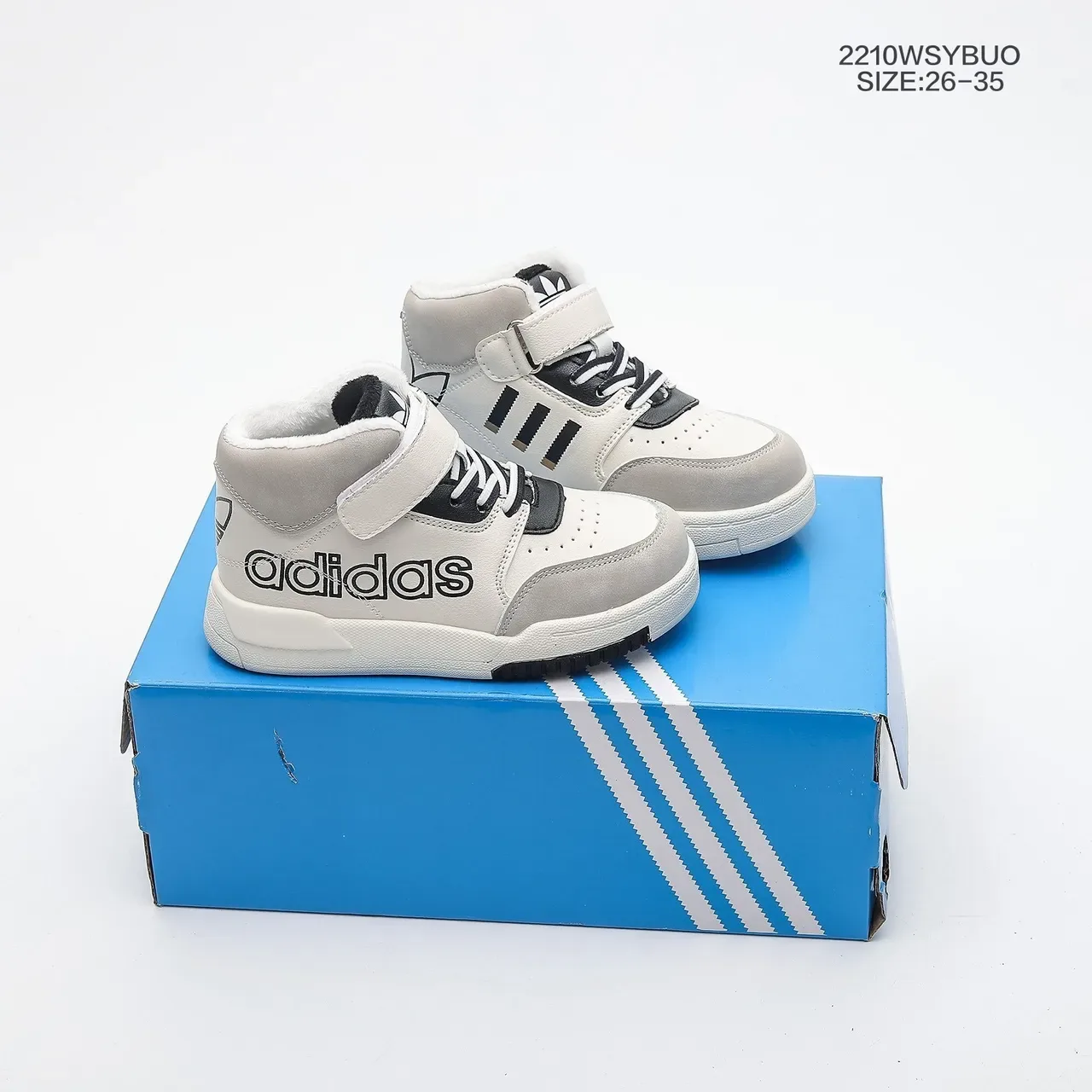 Adidas Kids High-Top Velcro Strap Lifestyle Sneakers 14