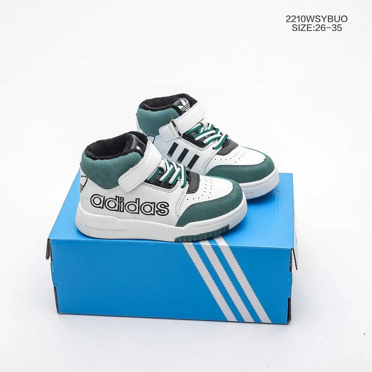 Adidas Kids High-Top Velcro Strap Lifestyle Sneakers 22