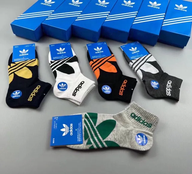 Adidas Multicolor Ankle-Length Knit Trefoil Logo Embroidered Socks 6