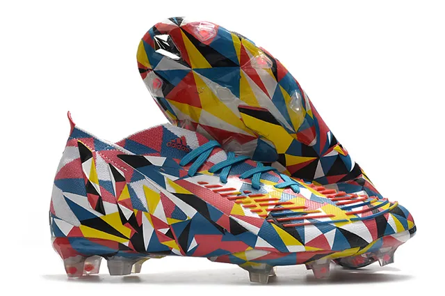 Adidas Multicolore Blanc Haut-Coupé Tricot Supérieur Overlay Gradient Terrain Firme Chaussures de Football 5