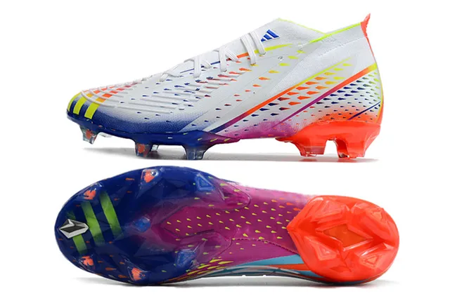 Adidas Multicolore Blanc Haut-Coupé Tricot Supérieur Overlay Gradient Terrain Firme Chaussures de Football 21