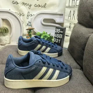 Adidas Navy Beige Low-Top Suede-Textured Upper Lifestyle Sneakers