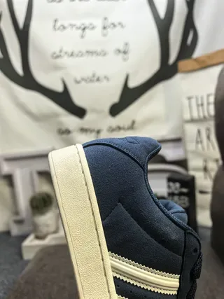 Adidas Navy Beige Low-Top Suede-Textured Upper Lifestyle Sneakers 3
