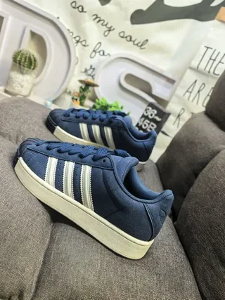 Adidas Navy Beige Low-Top Suede-Textured Upper Lifestyle Sneakers 7