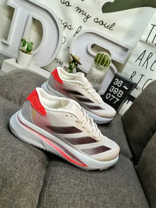 Adidas Navy Red Mesh Knit Upper Three-Stripe Side Branding Running Shoes 9