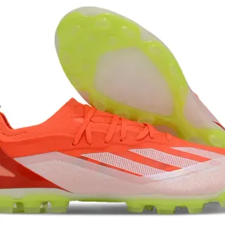 Adidas Orange Green Low-Cut Knit Upper Asymmetric Lacing Firm-Ground Soccer Shoes