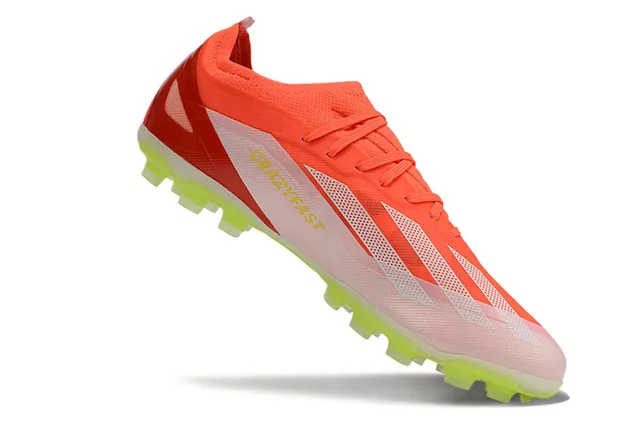 Adidas Orange Green Low-Cut Knit Upper Asymmetric Lacing Firm-Ground Soccer Shoes 2