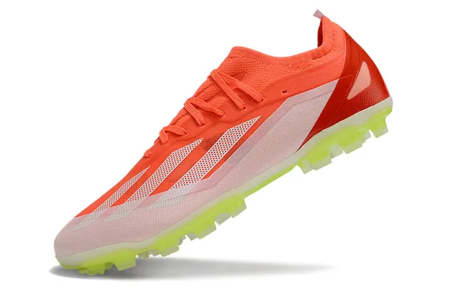Adidas Orange Green Low-Cut Knit Upper Asymmetric Lacing Firm-Ground Soccer Shoes 3