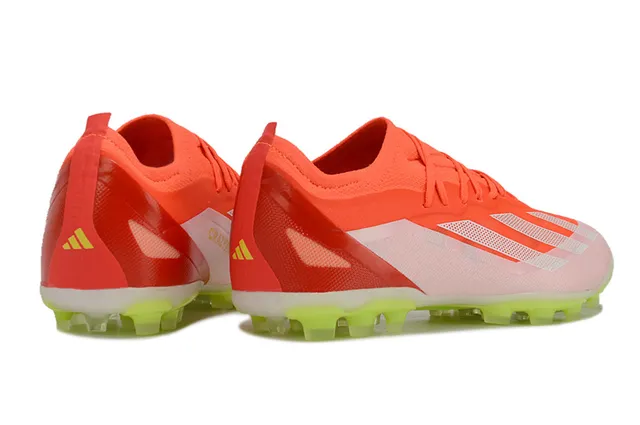 Adidas Orange Green Low-Cut Knit Upper Asymmetric Lacing Firm-Ground Soccer Shoes 5