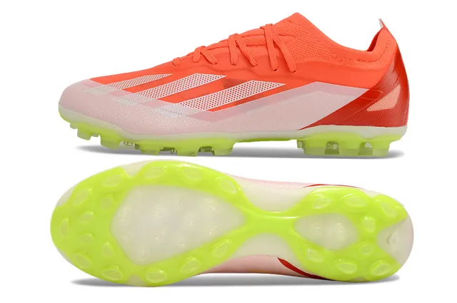 Adidas Orange Green Low-Cut Knit Upper Asymmetric Lacing Firm-Ground Soccer Shoes 6