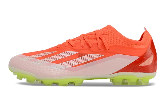 Adidas Orange Green Low-Cut Knit Upper Asymmetric Lacing Firm-Ground Soccer Shoes 7