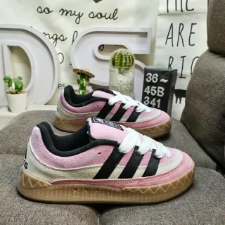 Adidas Pink Beige Low-Top Suede-and-Textile Upper Lifestyle Sneakers