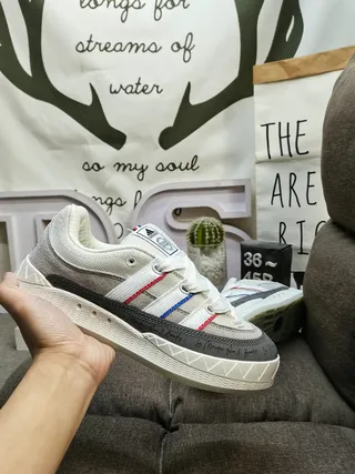 Adidas Pink Beige Low-Top Suede-and-Textile Upper Lifestyle Sneakers 5