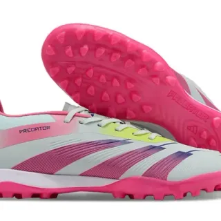 Adidas Pink Gray Low-Cut Synthetic Upper Gradient Stripe Overlay Artificial-Grass Soccer Shoes