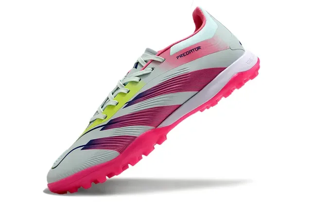 Adidas Pink Gray Low-Cut Synthetic Upper Gradient Stripe Overlay Artificial-Grass Soccer Shoes 3