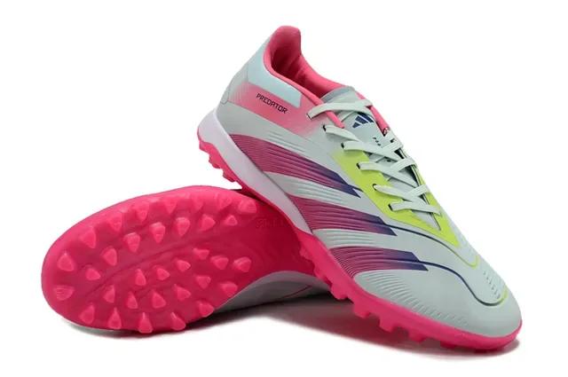 Adidas Pink Gray Low-Cut Synthetic Upper Gradient Stripe Overlay Artificial-Grass Soccer Shoes 4