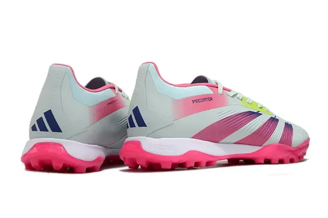 Adidas Pink Gray Low-Cut Synthetic Upper Gradient Stripe Overlay Artificial-Grass Soccer Shoes 5