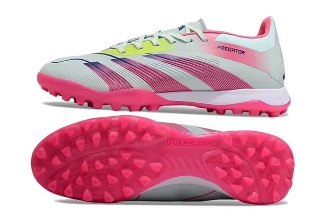 Adidas Pink Gray Low-Cut Synthetic Upper Gradient Stripe Overlay Artificial-Grass Soccer Shoes 6