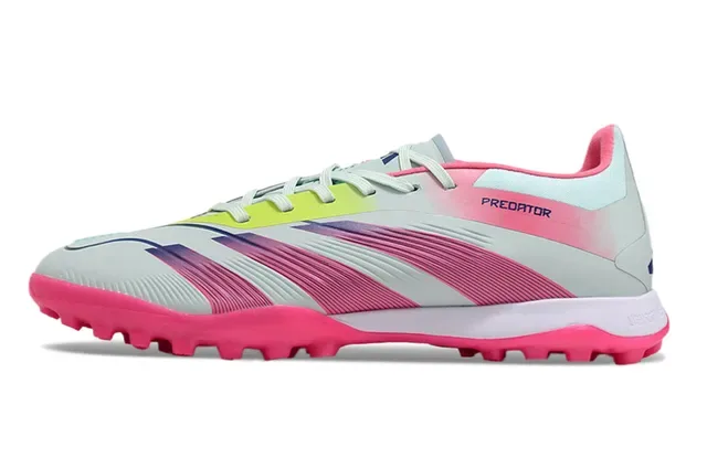 Adidas Pink Gray Low-Cut Synthetic Upper Gradient Stripe Overlay Artificial-Grass Soccer Shoes 7
