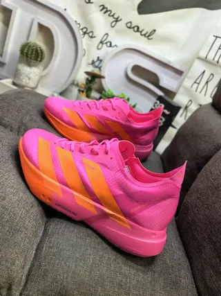 Adidas Rose Orange Profil bas Silhouette de course Tige en maille ingénierie Chaussures de course 7