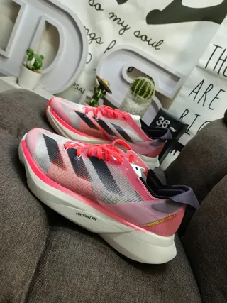 Adidas Pink Red Lightweight Mesh Upper Gradient Striped Overlays Running Shoes 7