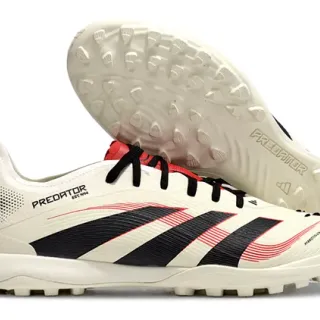 Adidas Predator Sapatos de futebol para grama artificial silhueta baixo corte upper sintético texturizado bege preto
