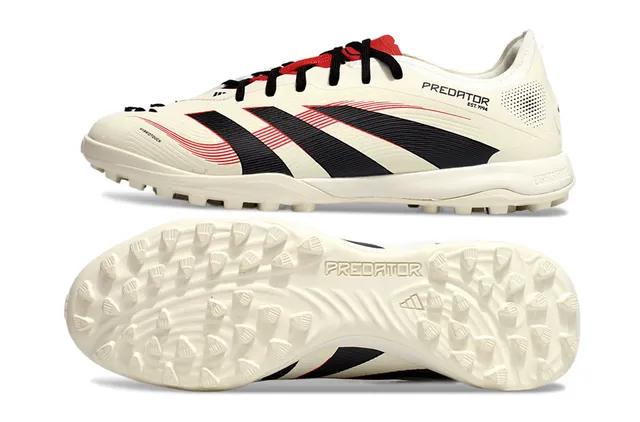 Adidas Predator Chaussures de football gazon artificiel silhueta basse coupe upper synthétique texturé beige noir 4