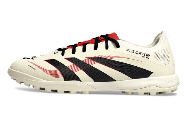 Adidas Predator Chaussures de football gazon artificiel silhueta basse coupe upper synthétique texturé beige noir 7