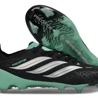 Adidas Predator Black and Mint Green Firm-Ground Soccer Shoes