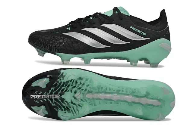 Adidas Predator Noir et Vert Menthe Chaussures de football pour terrain ferme 6
